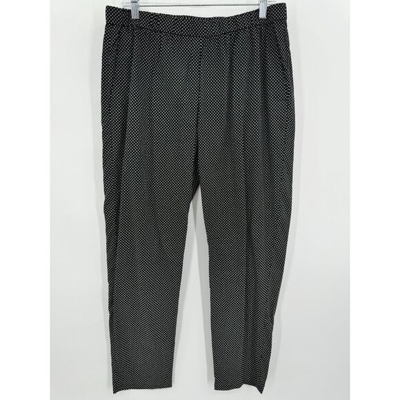 EILEEN FISHER Black Pattern Organic Cotton Lightweight Pull On Pants Size M - Picture 1 of 6